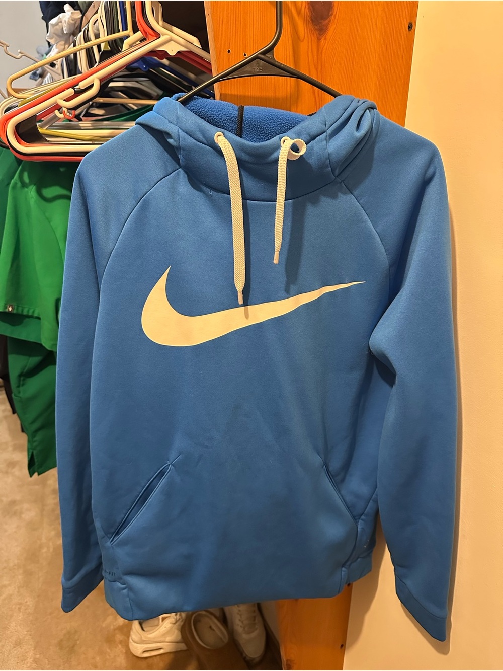 Nike Men’s Blue Crewneck Hoodie with White Swoosh